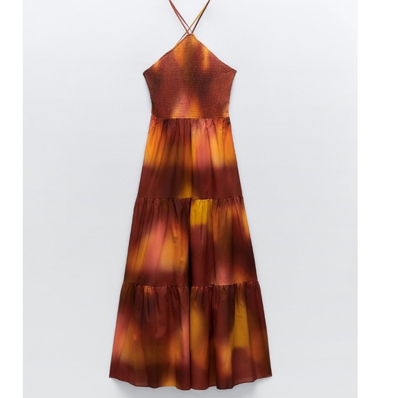 Brand New Zara tie-dye cotton maxi dress 🧡💛 - Picture 1 of 9